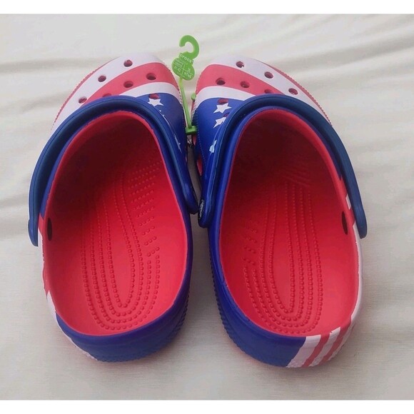 Crocs American Flag Classic Clog Mens 8 Red White Blue W 10 July 4th USA New NWT